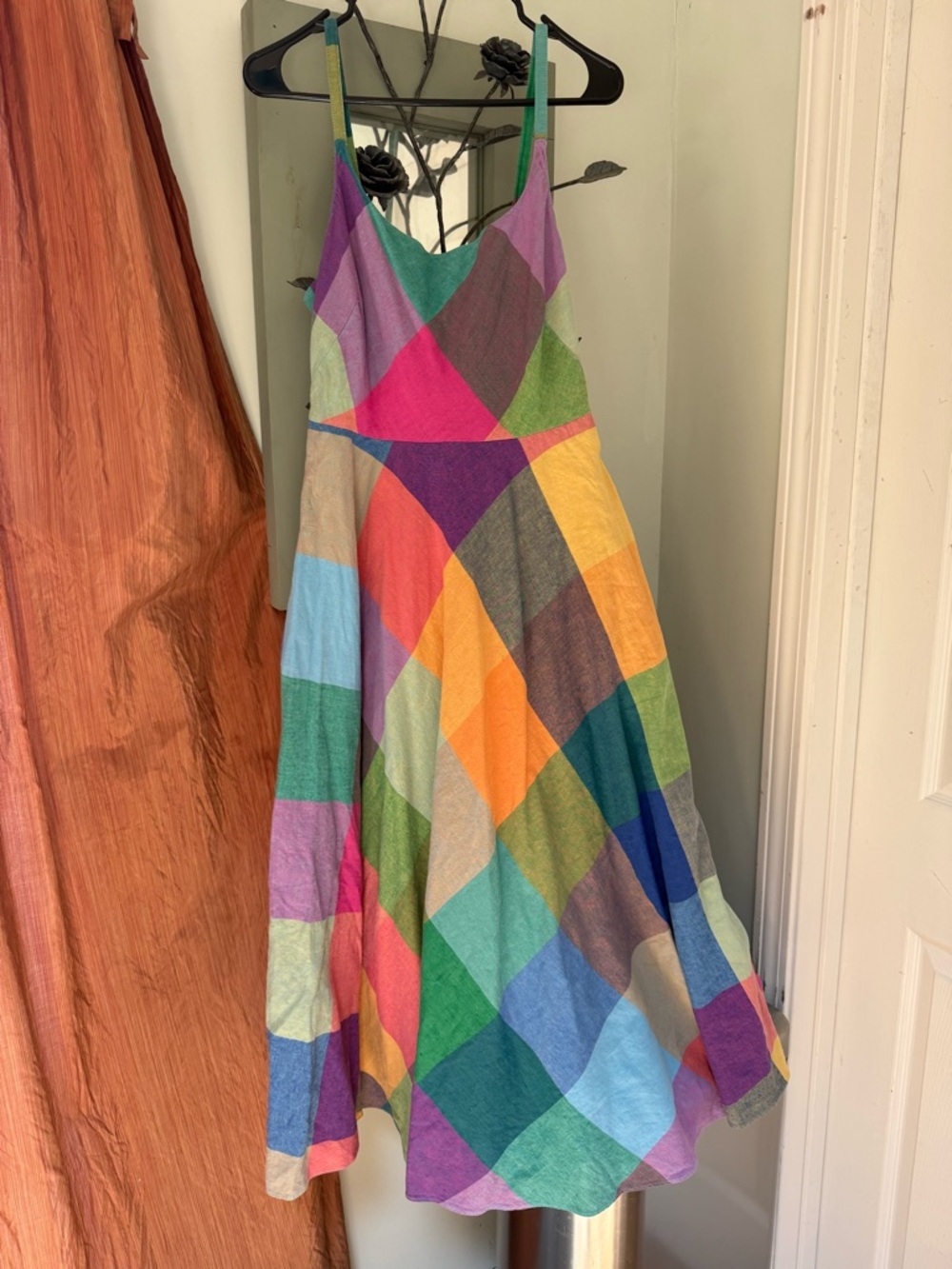 Liz Claiborne Multicolor Patchwork Maxi Dress in Pink, Green, Blue & Yellow
